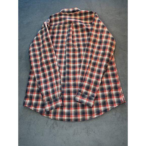 Cinch Western Mens Button Up Shirt LG Red/Blue Plaid - Picture 2 of 7